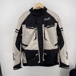 Motorcycle Jacket for Men, HWK TOURING  Water Resistant SIZE L Black AND GREY